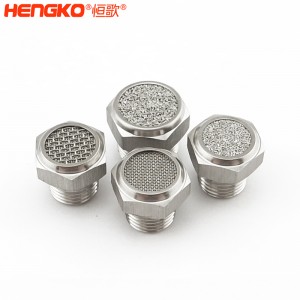 不锈钢粉末/丝网烧结平头消音器_降噪气动消声器