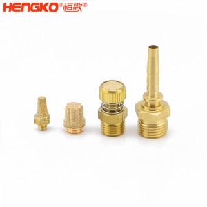 恒歌定制不锈钢/铜粉气动元件消音器_消音滤芯降噪耐高温，应用于真空泵