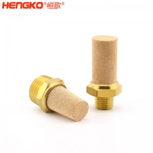 恒歌定制不锈钢/铜粉气动元件消音器_消音滤芯降噪耐高温，应用于真空泵